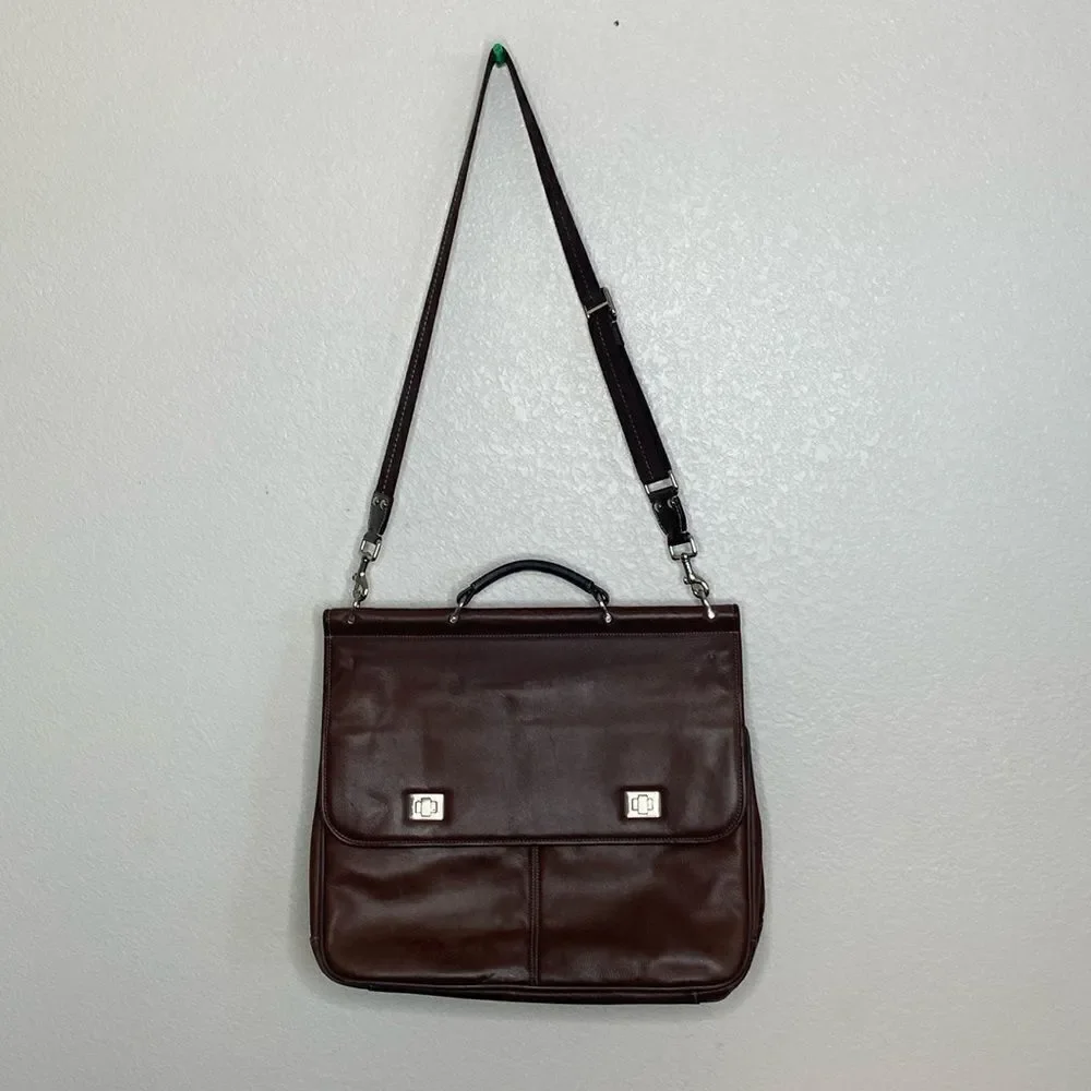 JOHNSTON AND MURPHY Brown Leather Briefcase
